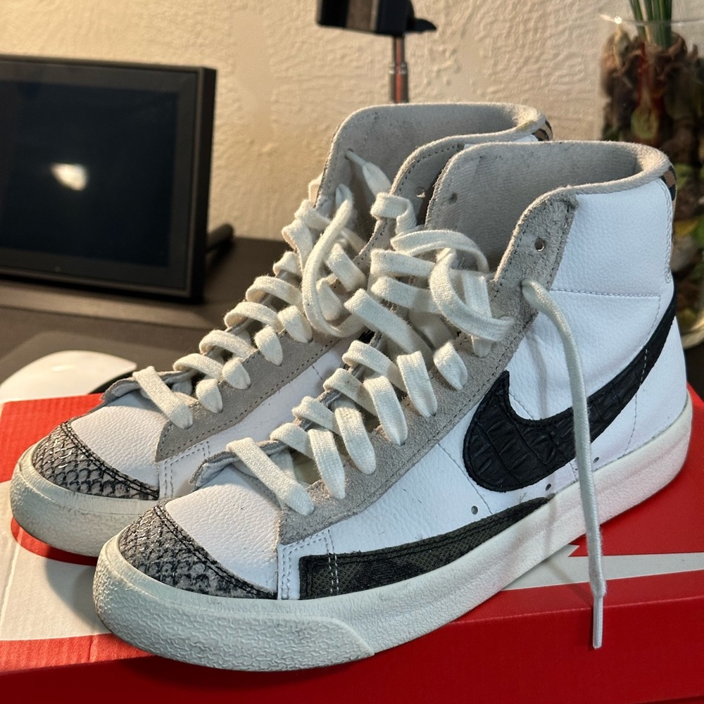 Nike White and Black High-Top Sneakers